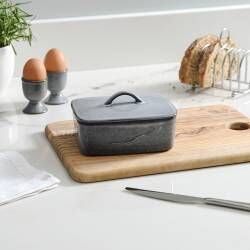 Secondary image for image of Malmo Charcoal Butter Dish 15 x 12.5cm