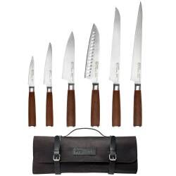 Nihon X50 Knife Set - 6 Piece and Leather Knife Case