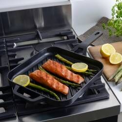 Secondary image for image of Cast Iron Square Griddle Pan 24cm Matte Black