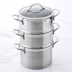 Professional Stainless Steel Steamer Set - 20cm / 2 Tier