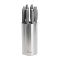 Designpro Titanium Knife Set with Steel Bristle Block - 6 Piece Grey