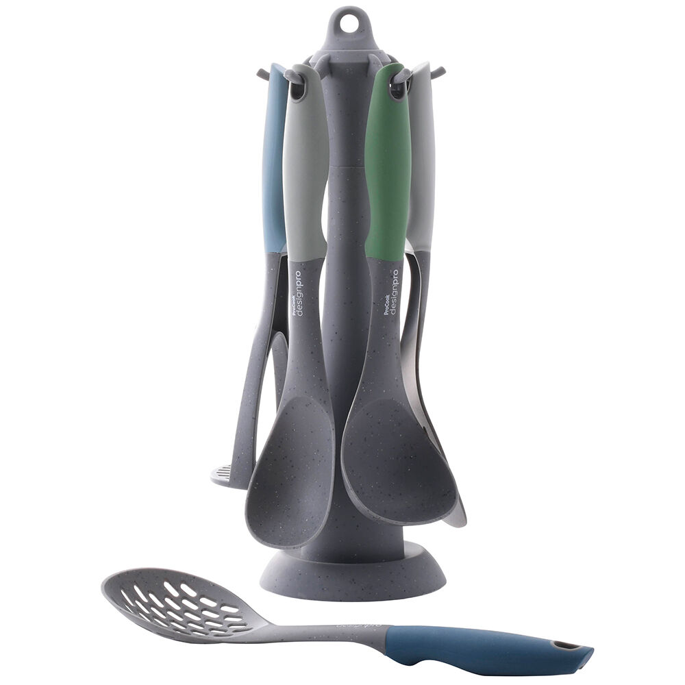 Designpro Nylon Utensil Set with Granite Carousel 5 Piece Grey Granite