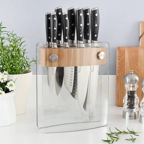 Professional X50 Knife Set 8 Piece and Glass Block