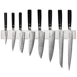 Damascus 67 Knife Set - 8 Piece and Magnetic Stainless Steel Knife Rack