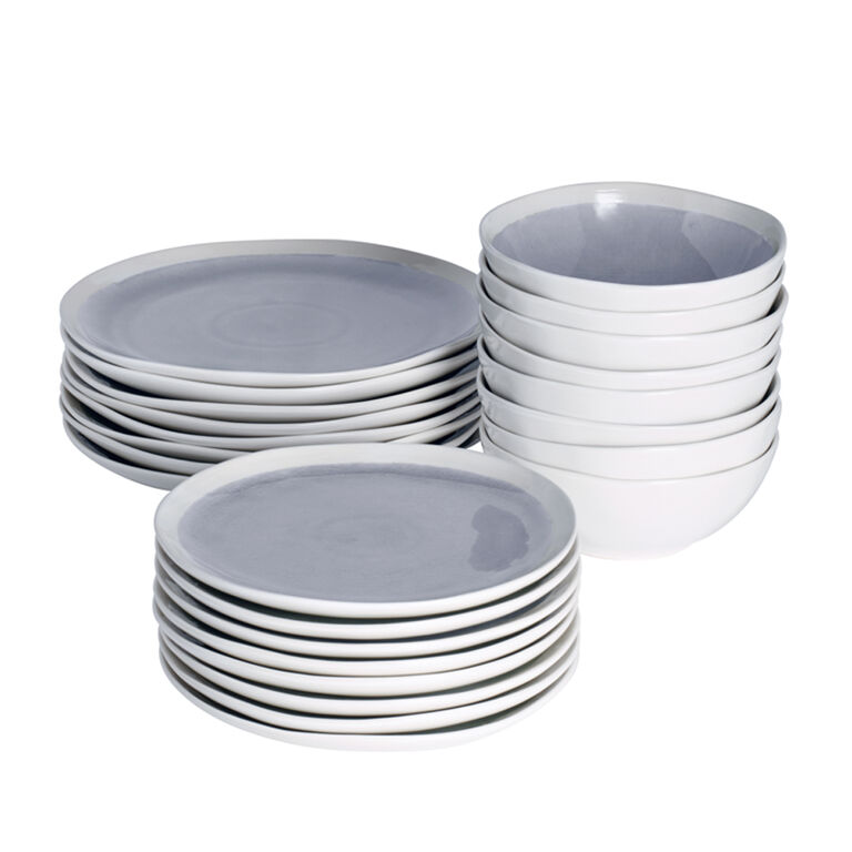 Sonoma Grey Stoneware Dinner Set 24 Piece 8 Settings with Cereal Bowls