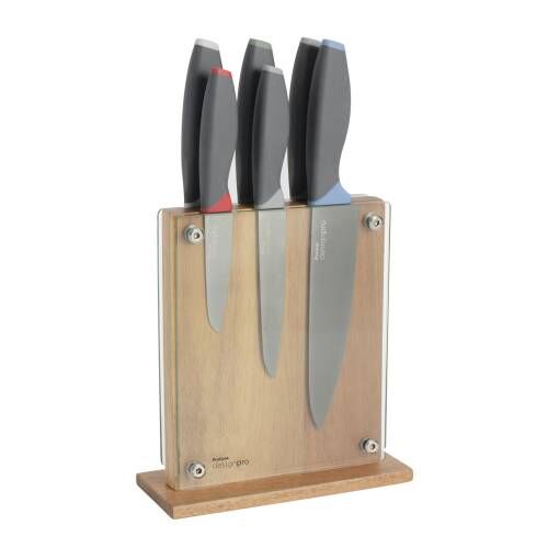 Designpro Titanium Knife Set with Glass Block