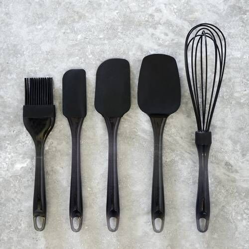 Homikit 27 Pieces Silicone Cooking Utensils Set with Holder, Kitchen Utensil Sets for Nonstick Cookware, Black Kitchen Tools Spatula with Stainless