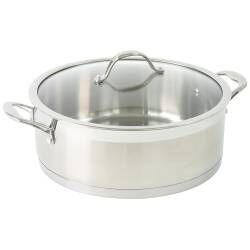 Professional Stainless Steel Shallow Casserole & Lid - 28cm / 6.1L