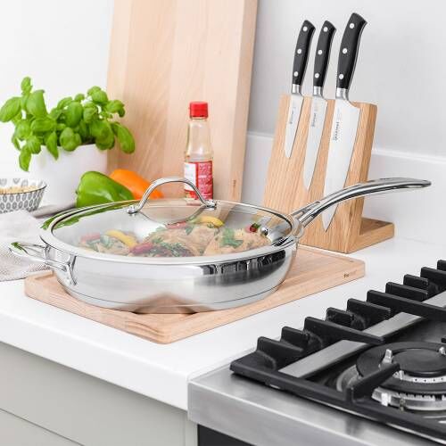 Professional Stainless Steel Frying Pan with Lid