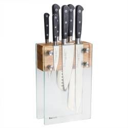Professional X50 Chef Knife Set - 6 Piece and Magnetic Glass Block