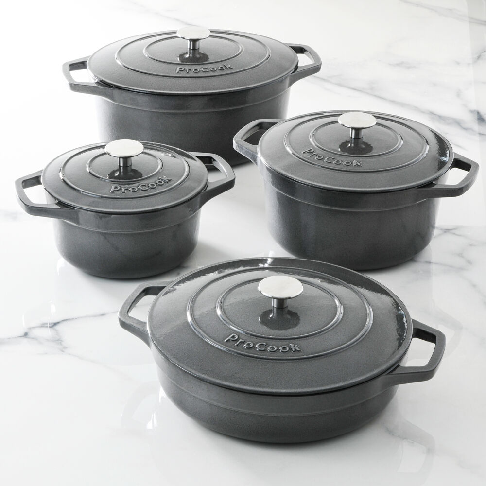 Cast Iron Casserole Set 4 Piece Matte Black | Cast Iron from ProCook