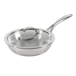 Professional Stainless Steel Frying Pan with Lid Uncoated 20cm