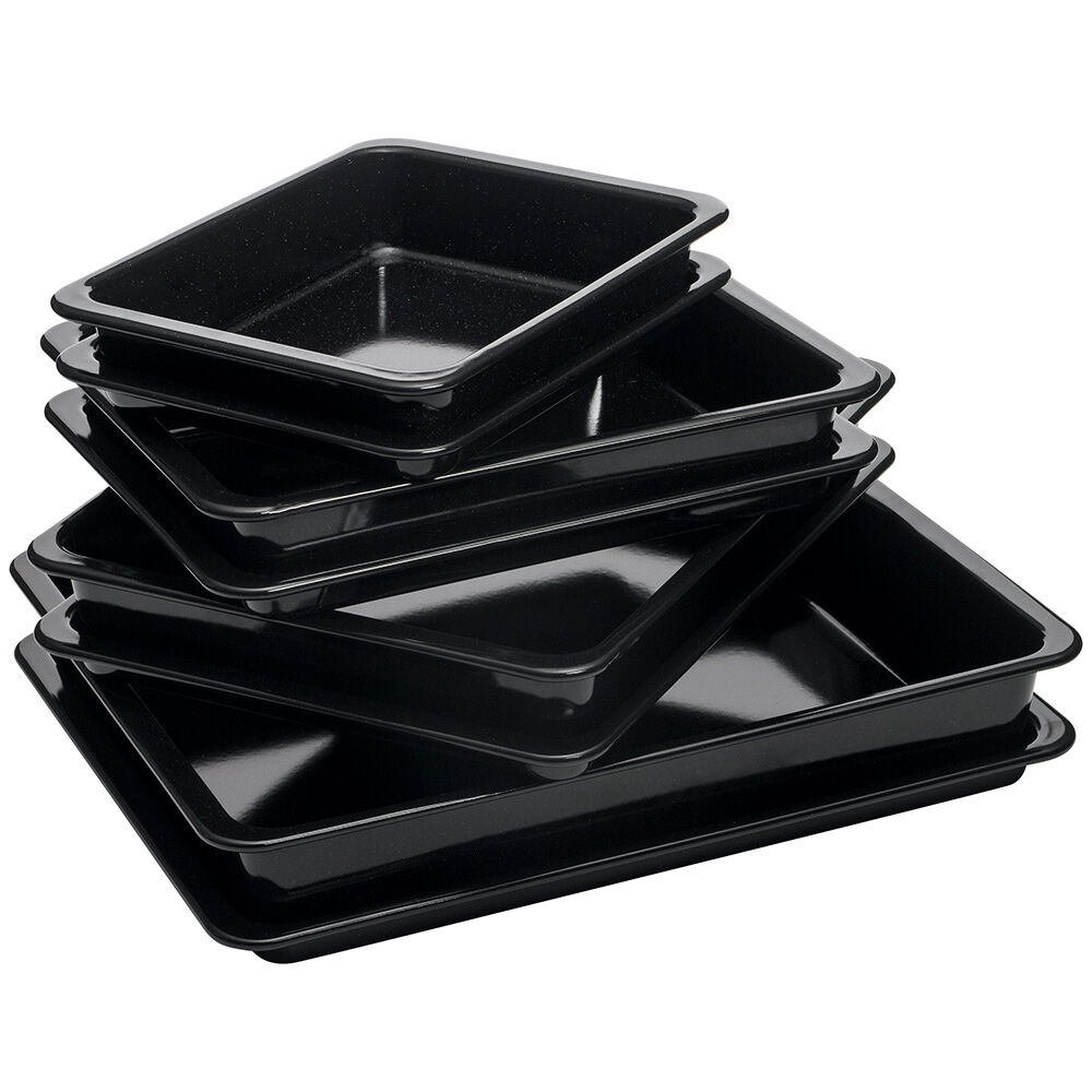 Enamel Bakeware Pie Dish Set 3 Piece Roasting Tins, Trays & Racks