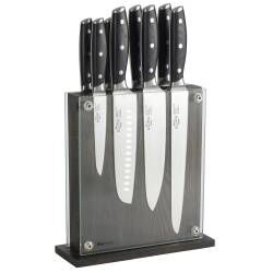 Elite AUS8 Knife Set - 8 Piece and Magnetic Glass Block