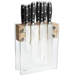 Professional X50 Micarta Knife Set - 8 Piece and Magnetic Glass Block