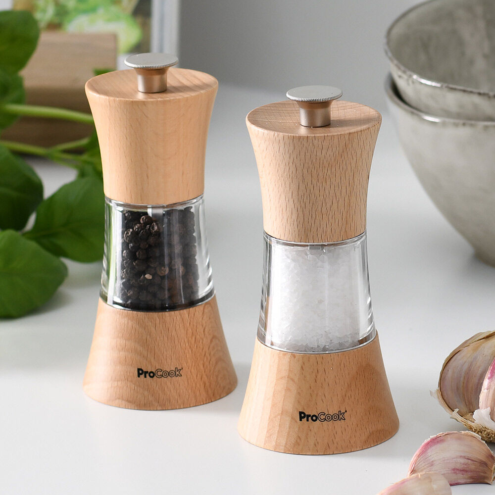 Light Wooden Salt or Pepper Mill Set 13cm Salt & Pepper Grinders from