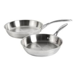 Professional Stainless Steel Frying Pan Set - Uncoated 24 and 28cm