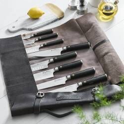 Secondary image for image of Damascus 67 Knife Set 8 Piece and Leather Knife Case