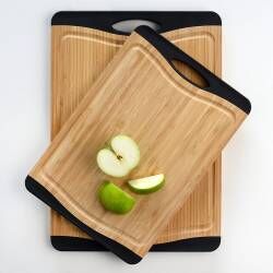 Secondary image for image of Non-Slip Bamboo Chopping Board Set 2 Piece