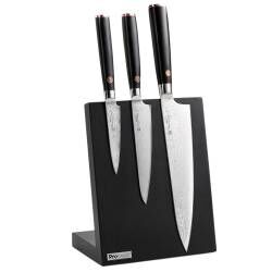 Secondary image for image of Damascus 67 Knife Set 3 Piece and Black Magnetic Block
