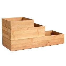 ProCook Stacking Bamboo Storage Boxes - Set of 3