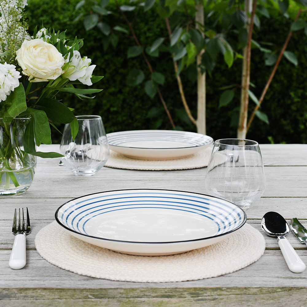 Coastal Stoneware Blue Dinner Plate Set of 4 - 26.5cm