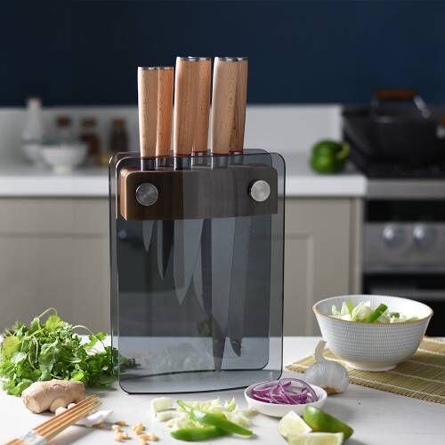 Nihon X50 Knife Set - 6 Piece and Glass Block - S2164