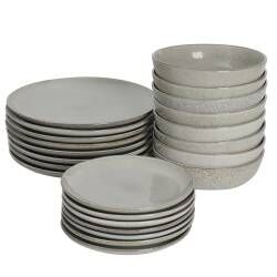 Oslo Coupe Stoneware Dinner Set with Pasta Bowls - Two x 12 Piece - 8 Settings