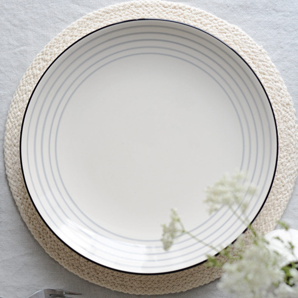 Coastal Stoneware Grey Dinner Plate Set of 4 - 26.5cm