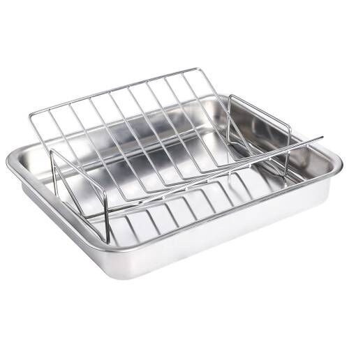 Stainless Steel Roasting Tin with Large V-Shape Rack