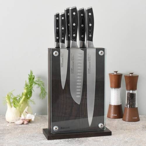 Professional X50 Knife Set 6 Piece and Magnetic Glass Block