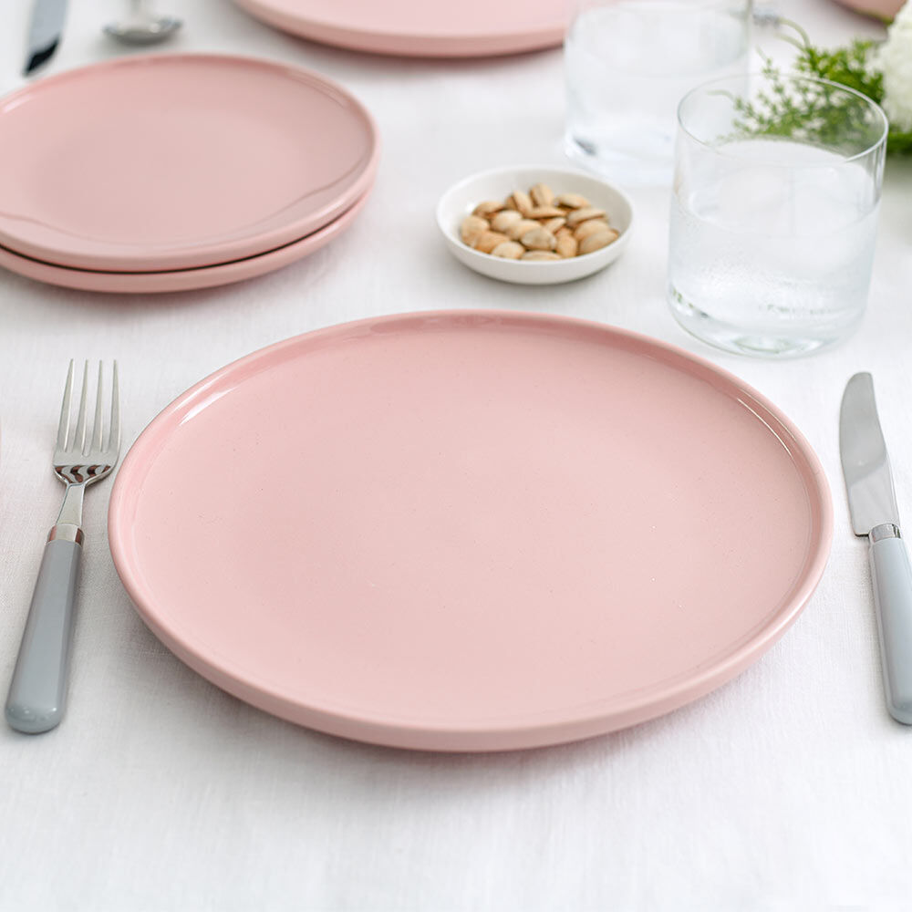 Stockholm Pink Stoneware Dinner Plate Set of 4 - 27cm