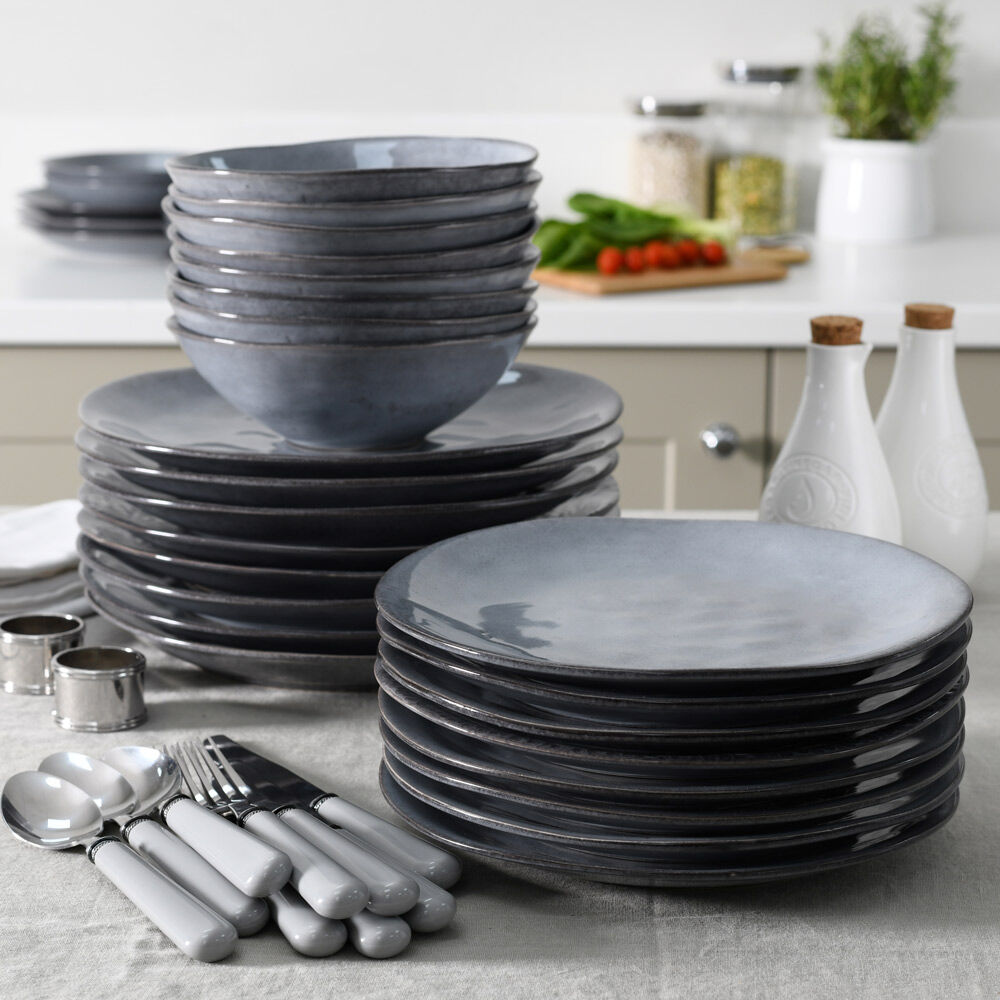 Malmo Charcoal Dinner Set with Cereal Bowls Two x 12 Piece - 8 Settings