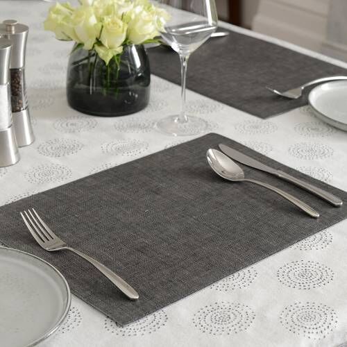 Rectangular Placemats Set of 4 Charcoal Woven Placemats & Coasters