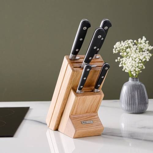 Professional X50 Chef Knife Set 5 Piece And Wooden Block Professional