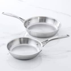 Professional Stainless Steel Frying Pan Set - Uncoated 20 and 24cm