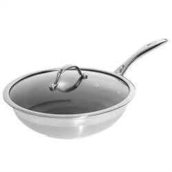 Professional Stainless Steel Wok with Lid - 26cm