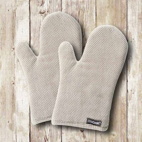 ProCook Oven Glove Pair Biscuit and Cream Check