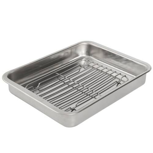 Stainless Steel Roasting Tin with Flat Small Rack