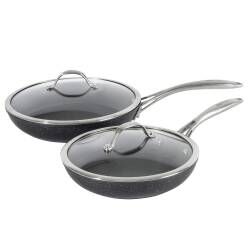 Professional Granite Frying Pan with Lid Set - 24cm and 28cm