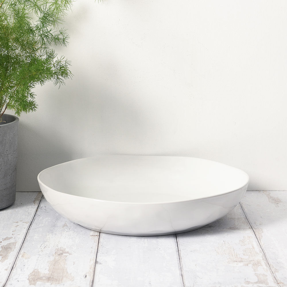 Malmo White Shallow Serving Bowl 35cm Malmo Stoneware Dinnerware from