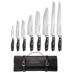 Professional X50 Micarta Knife Set - 8 Piece and Leather Knife Case