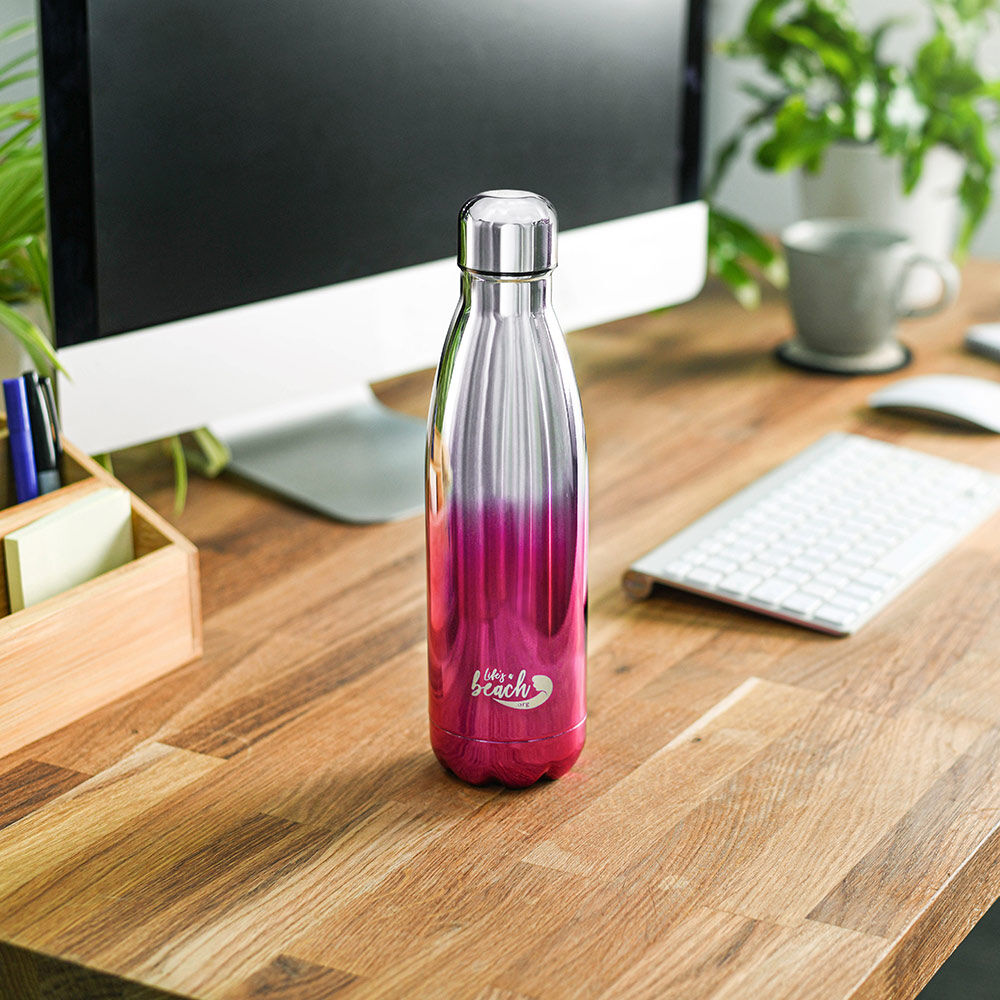 Life's a Beach Water Bottle 500ml Graduated Pink