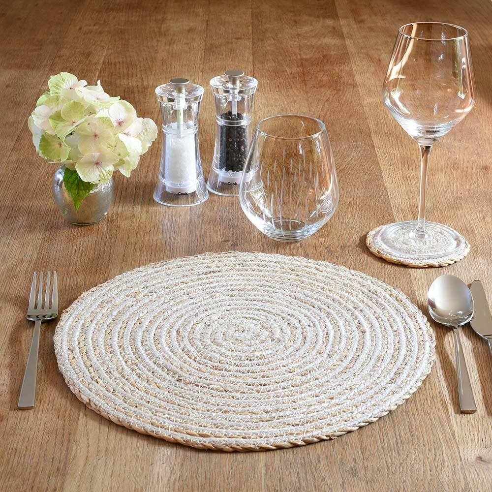 ProCook Placemats and Coasters - Sets of 4 Seagrass and Cotton Taupe