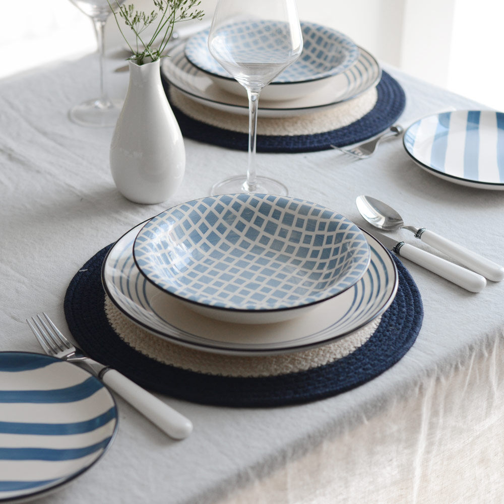 Dartmouth Stoneware Dinner Set with Pasta Bowls Two x 12 Piece - 8 Settings