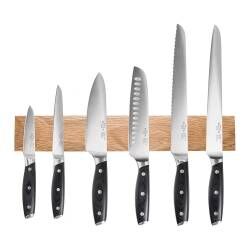 Elite AUS8 Knife Set - 6 Piece and Magnetic Oak Knife Rack