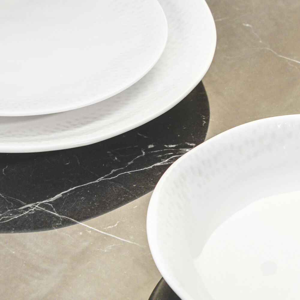 Malmo White Teardrop Dinner Set 12 Piece 4 Settings with Pasta Bowls Malmo Stoneware