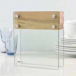 Secondary image for image of Magnetic Glass and Oak Knife Block Large