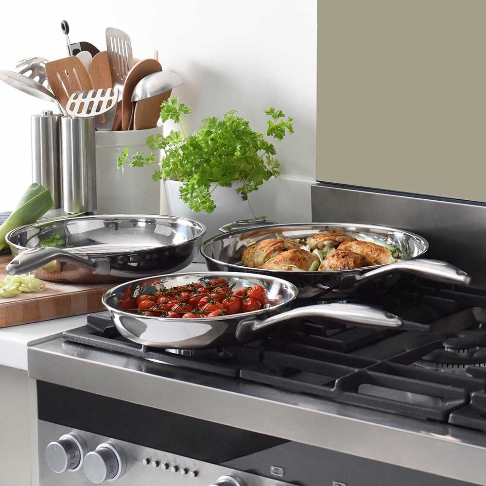 Elite Tri-Ply Frying Pan Set Uncoated 3 Piece