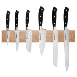 Gourmet Classic Knife Set - 6 Piece and Magnetic Oak Knife Rack
